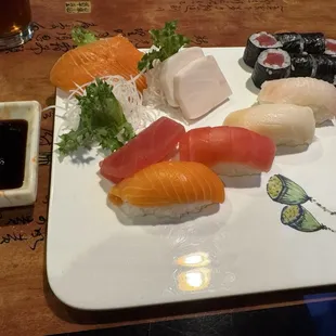 Sushi and Sashimi with Salad
