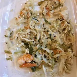 The entire innards of my "shrimp and chicken" egg roll