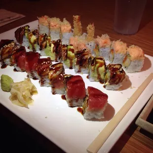 Asahi roll, Dragon roll, &amp; Super Crunch roll