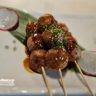 Chicken meatball skewers