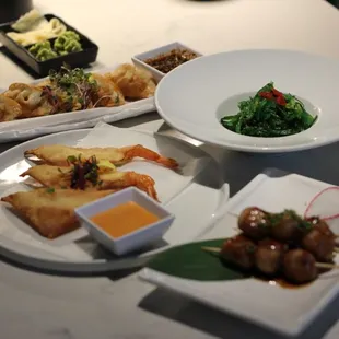 Appetizers 
Gyoza, chicken meatball skewers, firecracker shrimp , seaweed salad