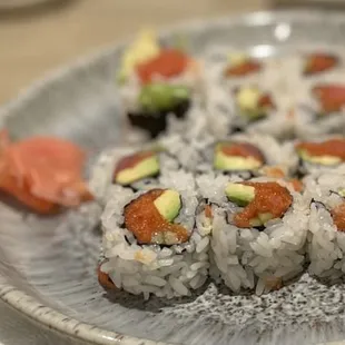 a plate of sushi on a table