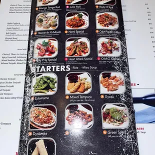 Specialty rolls list and Starters