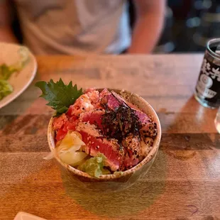 a bowl of food on a table
