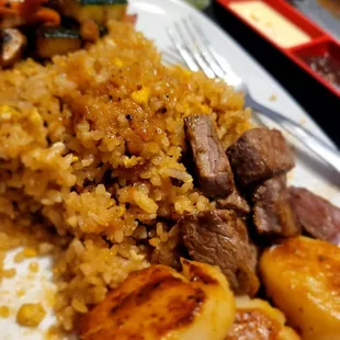 NY strip and scallops Hibachi.