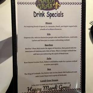 menu