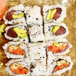 Tuna Avocado Roll and Spicy Tuna Roll