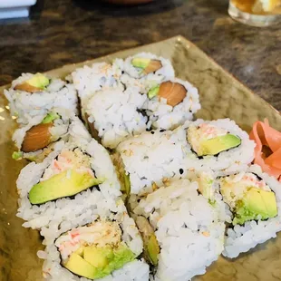 Lunch Roll Combo: Crunchy Roll &amp; Salmon Avocado Roll (comes w/ soup or salad)