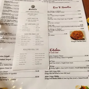 Happy hour menu