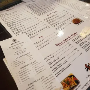 menu, sushi and sashimi