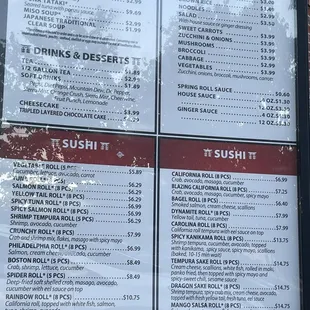New menu with higher prices