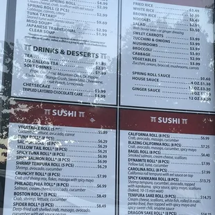 New menu with higher prices
