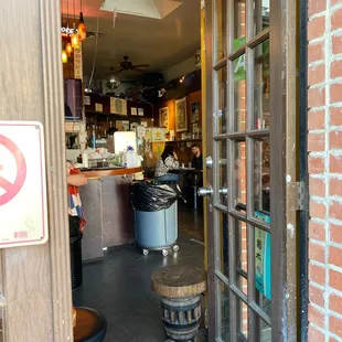 the entrance to the restaurant