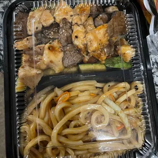 steak and chicken hibachi with soba noodles