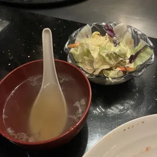 Soup and salad with hibachi dinner