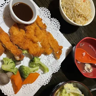 Chicken katsu (with fried rice, onion soup and salad)