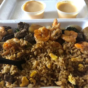 Filet Mignon, Lobster and Shrimp Hibachi