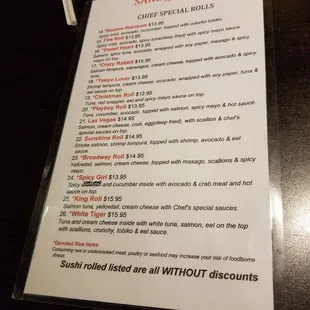 Sushi Menu 1