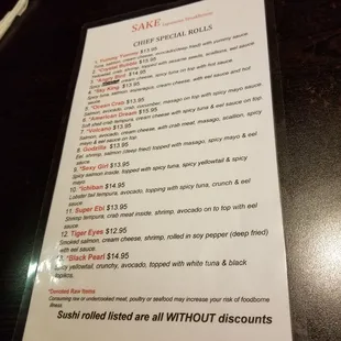 Sushi menu 2