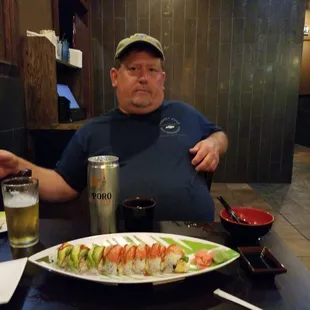 Guess who tried Sushi for the first time?!?  And a "crazy rabbit" roll with spicy salmon, no less!!