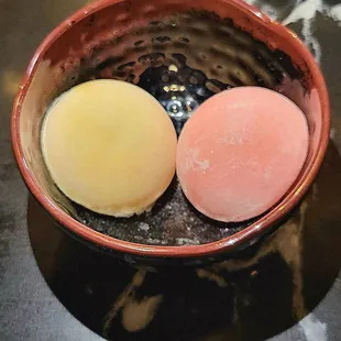 Vanilla and Strawberry Mochi Ice Cream.