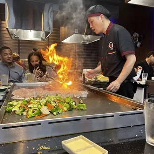 a chef preparing food