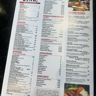 menu, sushi and sashimi