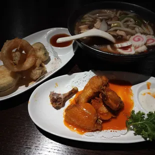 This was a combo soup entree - Nakeyaki Udon.  It comes with salad, soup, and shrimp tempura.