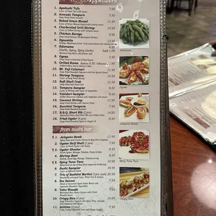 Appetizer menu