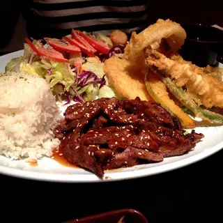 Dinner Beef Teriyaki and Mixed Tempura Combo