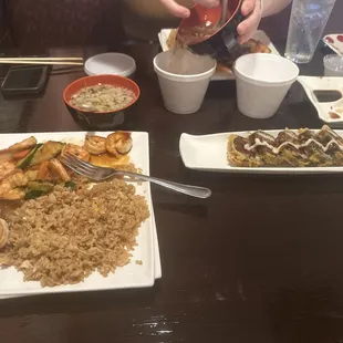 Shrimp Teriyaki Fancy Dragon Roll Gyzoa (steamed)  Steak and Shrimp Hibachi Spicy Tuna Roll