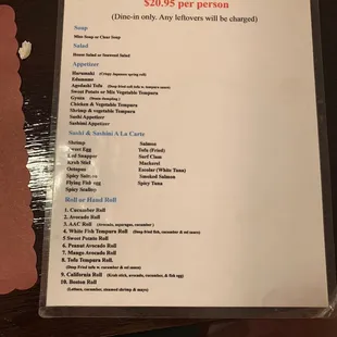 menu