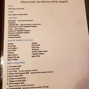 menu