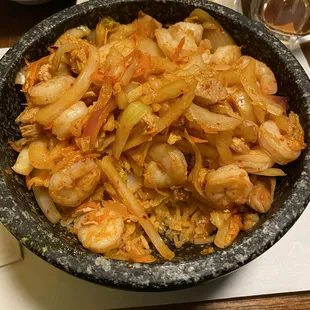 Sake Sushi Dolsot Spicy Shrimp and Chicken Bibimbap