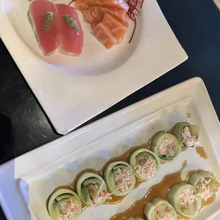 Tuna, salmon belly, two Lydia #1s