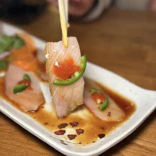 The yellowtail carpaccio was one my favorites second to the salmon