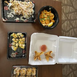 Spider man roll Caterpillar Roll crab Rangoon firecracker shrimp Vegas roll