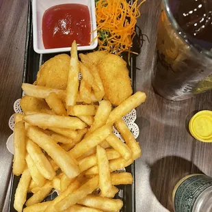 Kids chicken nuggets and French fries