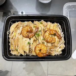 Shrimp and Chicken fried rice with onions and eggs!