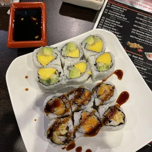 VEGAN Sweet Potato Roll &amp;  Dynamite Roll without the crab salad