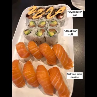 Dynamite Roll, Alaskan Roll