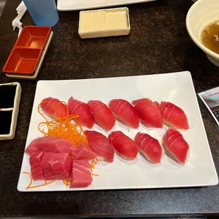 Tuna nigiri and sashimi!
