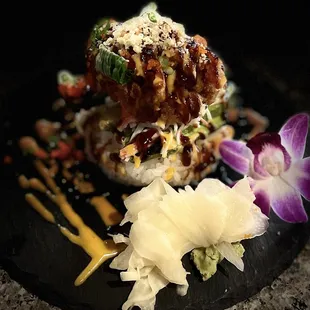 a plate of sushi