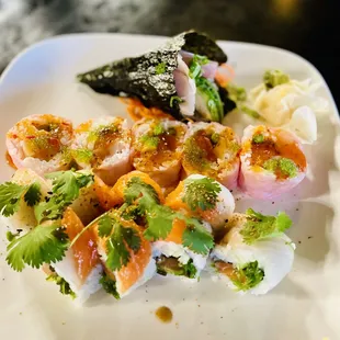 a plate of sushi