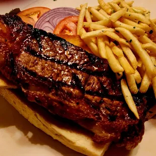 Steak sandwich and fries
