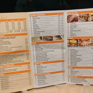 a menu for a restaurant