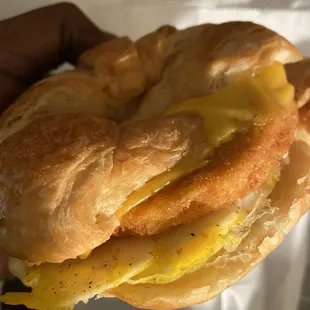 Chicken, egg &amp; cheese croissant