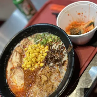 a bowl of ramen and a bowl of soup