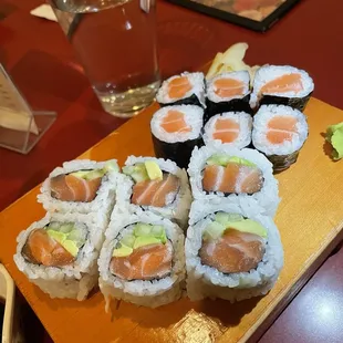 Salmon roll and Sunrise roll