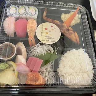 Sakuma bento! It was really good. Not pictured is the side salad, tempura and miso soup. So worth the money id get this again.